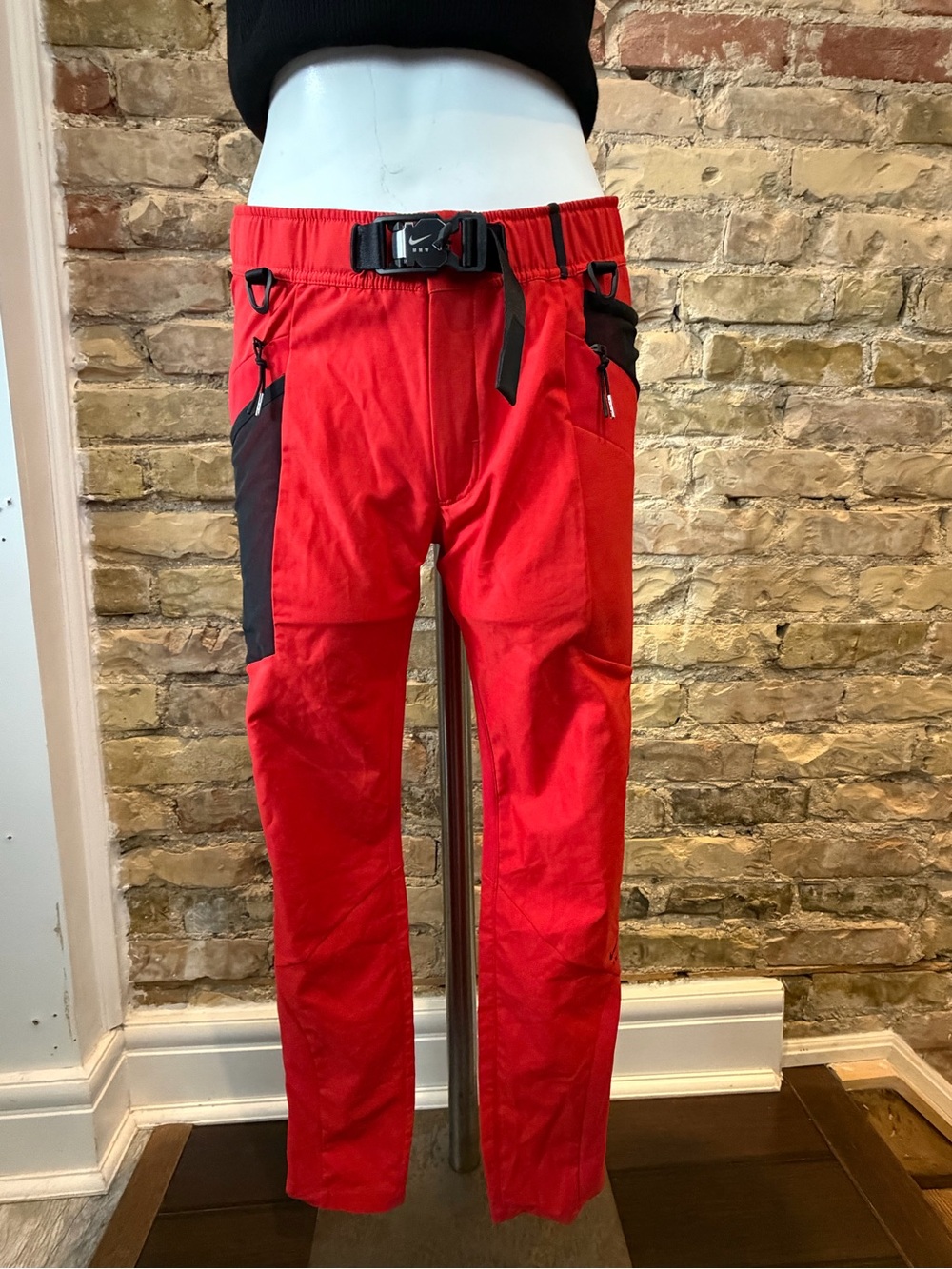 Nike Red Cargo Utility Pants with Black Accents